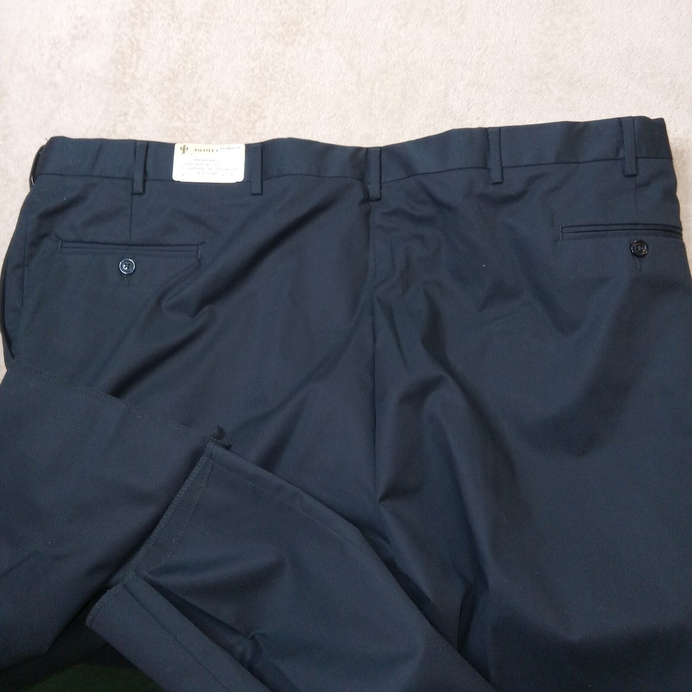 Ascott Browne NWT Men's Pleated Trousers Pants Size 50Reg x Unhemmed Black - Picture 12 of 13